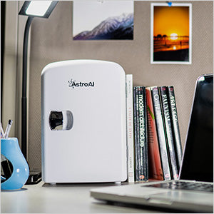 2 in 1 Mini Kühlschrank, 4 Liter Fridge mit Kühl- und Heizfunktion 12 Volt am Zigarettenanzünder und 220 Volt Steckdose für Autos, Büros, Weiß