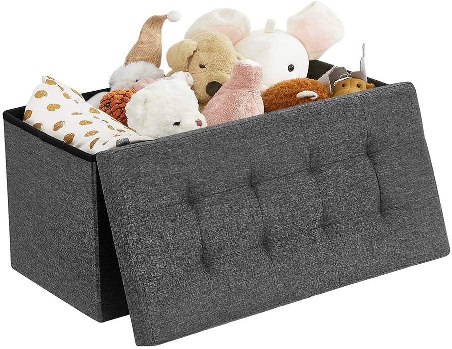 Faltbare Sitzbank 80 L Truhenbank Halbdeckel seitlich klappbar belastbar bis 300 kg 76 x 38 x 38 cm dunkelgrau