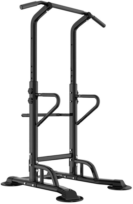 Power Tower mit Dip Station, multifunktionale Kraftstation Kraftturm Trainingsgerät Klimmzugstange und Liegestützgriffe, höhenverstellbar 190-230cm