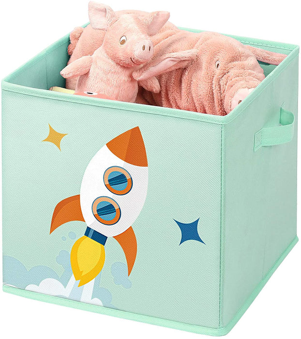 Aufbewahrungsbox kinder, 3er Set, Stoffboxen, 30 x 30 x 30 cm, Spielzeugbox, faltbar, mit 2 Griffen, für Kinderzimmer, Spielzimmer, Schlafzimmer, grün