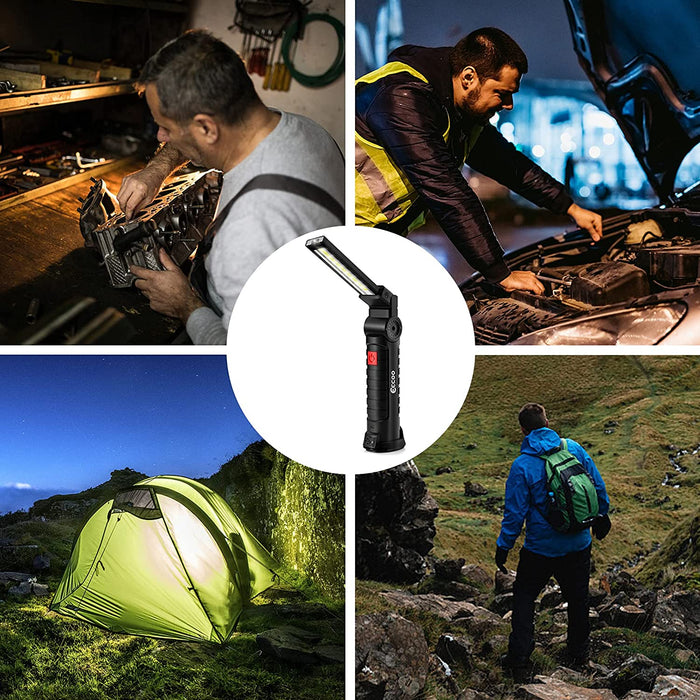 LED Arbeitsleuchte COB LED Werkstattlampe Inspektionsleuchten mit Haken und Magnethalter, LED Campinglampe für Auto Reparatur Werkstatt Garage Camping