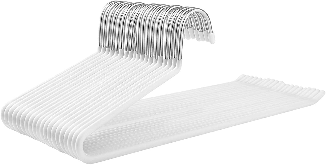 Kleiderbügel aus Metall, 20 Stück, Hosenbügel, aus Ø 5 mm Draht, mit PVC-Kunststoff beschichtet, rutschfest, 38 cm, verchromt, weiß