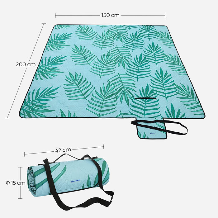 Picknickdecke, 150 x 200 cm große Stranddecke, Campingdecke, wasserdichte Unterseite, maschinenwaschbar, faltbar, für Garten, Park, Strand, Camping