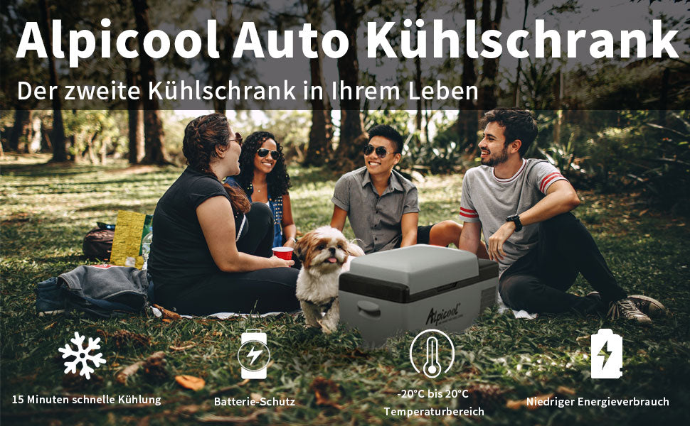 Alpicool C20 20 Liter Kühlbox 12v Mini Kühlschrank klein elektrische Camping Gefrierbox Tragbare für Auto, LKW, Boot, RV und Steckdose, -20℃-20℃