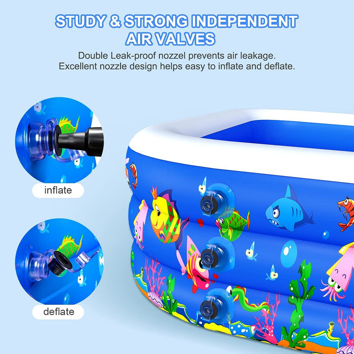 Aufblasbare Pool, Großer Familienpool, 234 cm x 142 cm x 51 cm Familien-Schwimmbad Schwimmzentrum Rechteckig Schwimmbäder