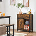 Beistellschrank, Sideboard mit Regalebene und Schublade, Küchenschrank, Kommode mit Schiebetür im Landhausstil, Industrie-Design, vintagebraun-schwarz