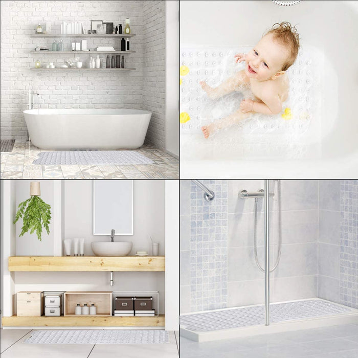 Badewannenmatte Duschmatte Antirutschmatte Badewanne Badewanneneinlage für Kinder Baby, Badematte rutschfest mit Saugnapf Extra Lang 100x40cm