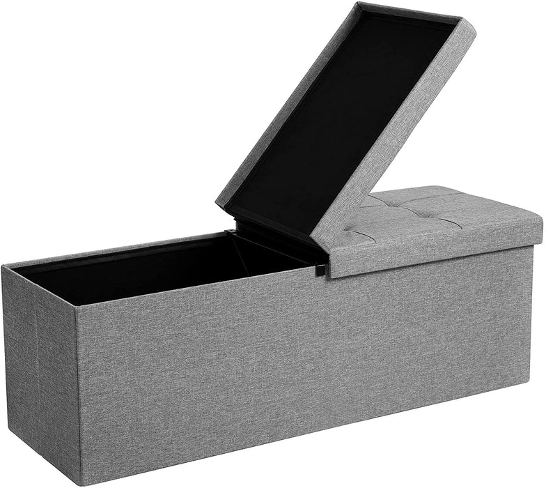 110 x 38 x 38 cm Faltbarer Sitzhocker 3-Sitzer belastbar bis 300 kg Fußbank Schuhbank Tritthocker leinen, Hellgrau