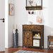 Beistellschrank, Sideboard mit Regalebene und Schublade, Küchenschrank, Kommode mit Schiebetür im Landhausstil, Industrie-Design, vintagebraun-schwarz