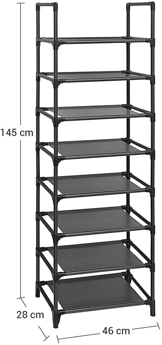Schuhregal mit 8 Ablagen, Standregal, multifunktional, Schuhaufbewahrung, Metallrahmen, Vliesstoff, für 16-20 Paar Schuhe, Flur, Schlafzimmer, Küche