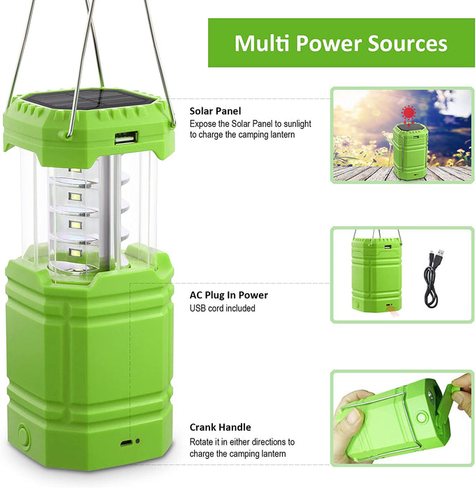 LED Campinglampe Solar, Wasserdicht LED Camping Laterne, Notfallleuchte mit Handkurbel, Eingebaute 3000mAh Akku für Wandern, Angeln, SOS, Ausfälle