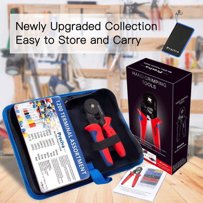 Crimpzangen Aderendhülsen Set, Preciva Aderendhülsenzange mit 1200 stück Aderendhülsen Tool Kit 0,25-10,00 qmm
