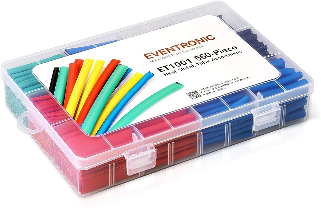 560-tlg Schrumpfschlauch Set, Eventronic Schrumpfschläuche Sortiment Verhältnis 2:1 Schrumpfschlauch mit 12 Verschiedene Größen Heat Shrink Tube