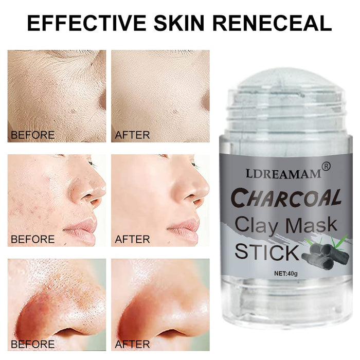 Charcoal Mask Stick, Purifying Clay Stick Mask, Clay Stick Mask, Effektiv Akne entfernt Mitesser, Verkleinert die Poren, Strafft die Haut