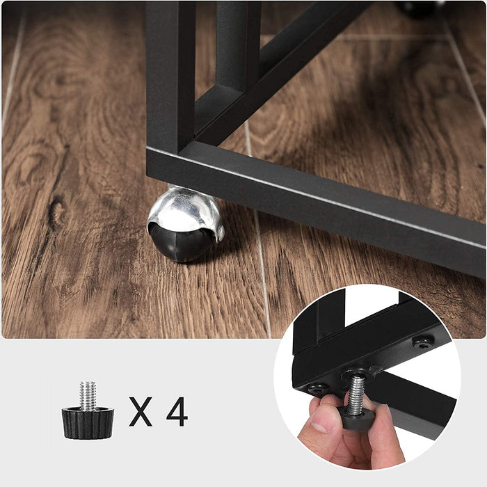 Beistelltisch, Sofatisch mit Rollen, C-Form, mobiler Kaffeetisch, 50 x 35 x 60 cm, Wohnzimmertisch mit Metallgestell, für Kaffee und Laptop