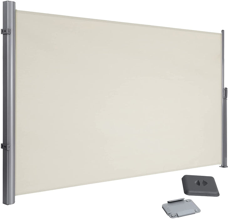 Seitenmarkise, ausziehbar, 180 x 300 cm, Sichtschutz, Sonnenschutz, Blickdicht, Seitenrollo, für Balkon, Terrasse, Garten, beige