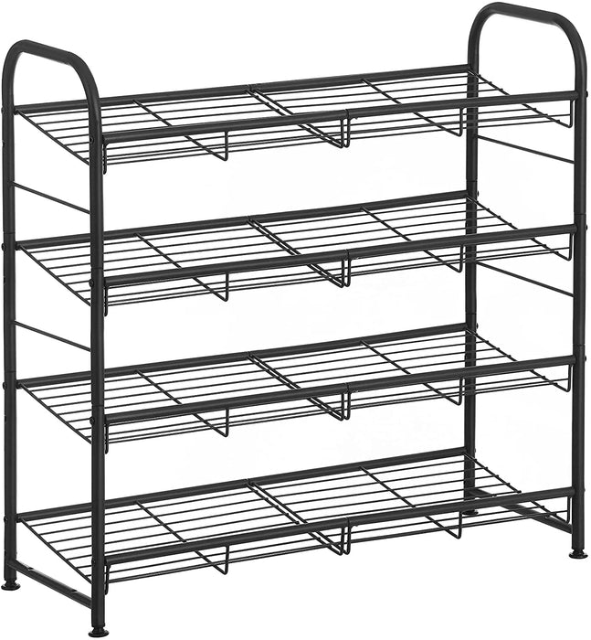 Schuhregal mit 4 Ablagen, stapelbarer Schuh-Organizer, für bis zu 16 Paar Schuhe, aus Stahl, 68,5 x 27,5 x 65 cm, für High Heels, Turnschuhe