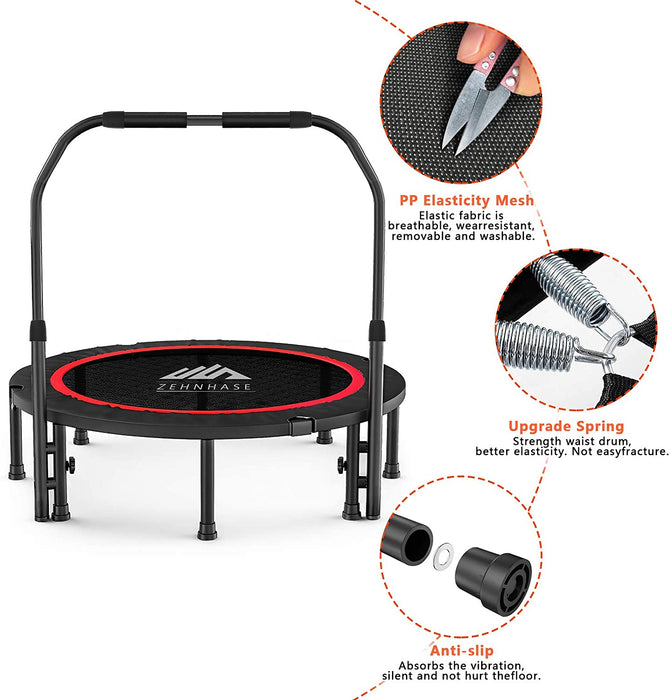 Fitness-Trampolin faltbar, für Erwachsene, Trampolin, für den Innen- und Außenbereich, für Training, Fitness, Indoor, Garten, 38 Zoll, Traglast 150 kg