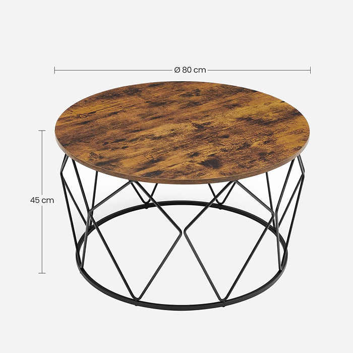 Couchtisch, Beistelltisch, Wohnzimmertisch, Sofatisch, Stahlgestell, für Wohnzimmer, Schlafzimmer, Arbeitszimmer, Industrie-Design, vintagebraun