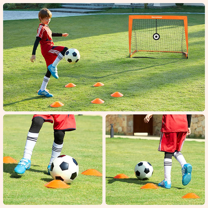 Fußballtor für Kinder, 2er Set, tragbar und faltbar, Garten, Park, Strand, Haltestangen aus Glasfaserstäben