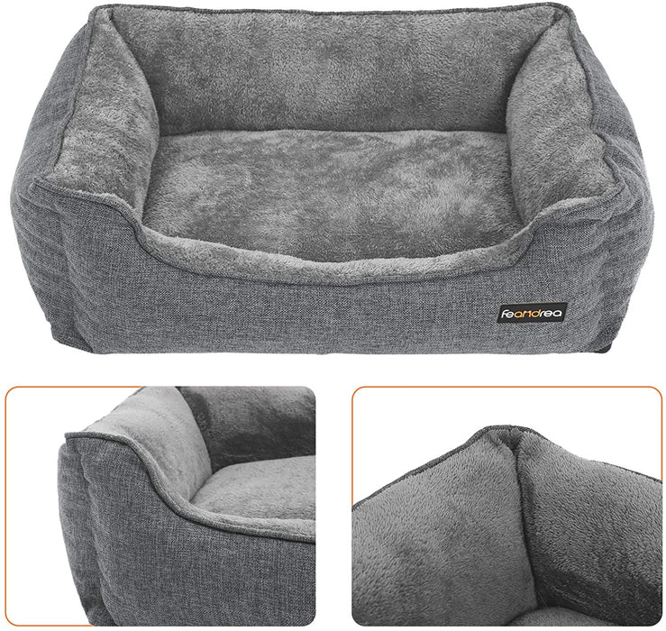Hundebett, großes Hundesofa, Bezug abnehmbar und maschinenwaschbar, kuscheliger Hundekorb, grau
