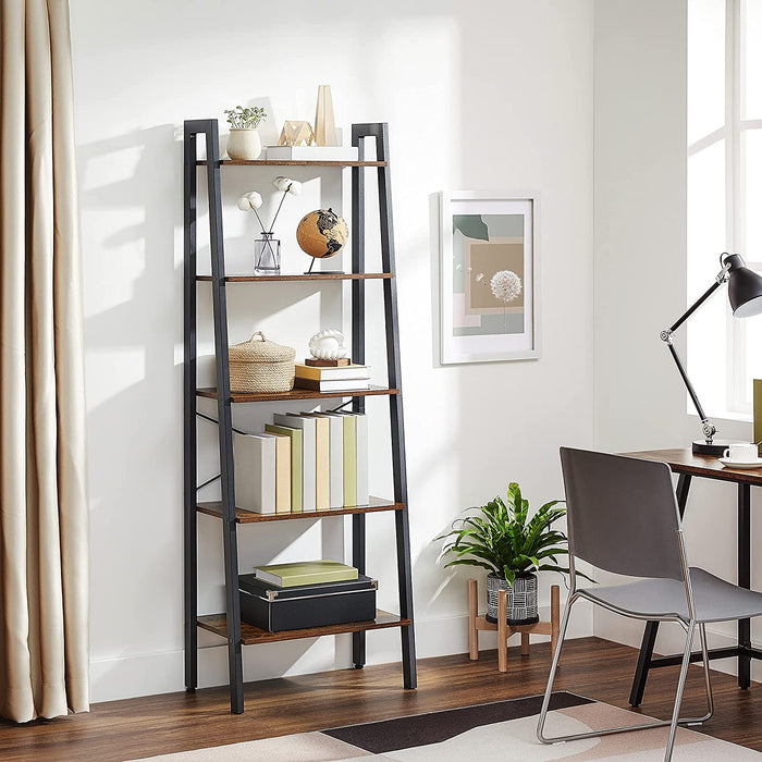 Standregal, Bücherregal mit 5 Ablagen, mit Metallgestell, einfache Montage, für Wohnzimmer, Schlafzimmer, Küche, 56 x 34 x 172 cm (L x B x H)