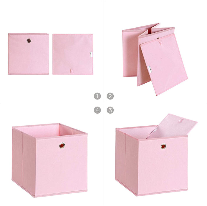 Aufbewahrungsboxen, 6er Set, Faltbare Stoffboxen, Faltboxen aus Vliesstoff, Würfel, Aufbewahrungskörbe, für Spielzeug und Kleidung, rosa