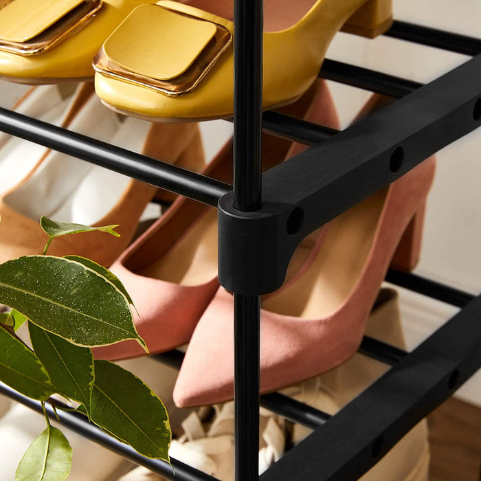 Schuhregal mit 5 Ebenen, Schuhständer aus Metall, stapelbar, platzsparend, Schuhaufbewahrung, multifunktional, Standregal, für Flur, Schlafzimmer