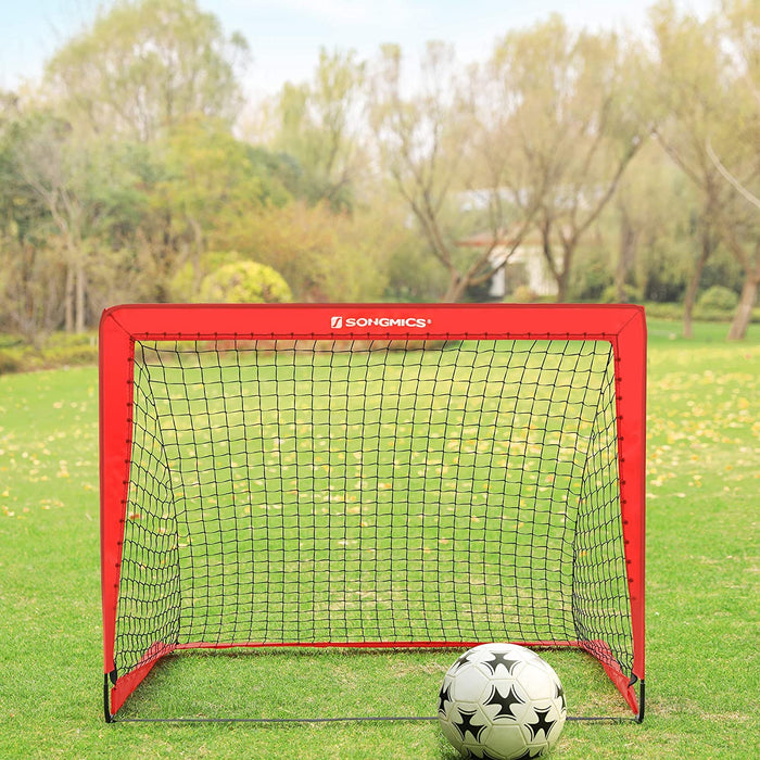 Fußballtore für Kinder, 2er Set, Pop-up, schneller Aufbau, Garten, Park, Strand, Gerüst aus Glasfaserstäben, Oxford-Gewebe und Polyesternetz