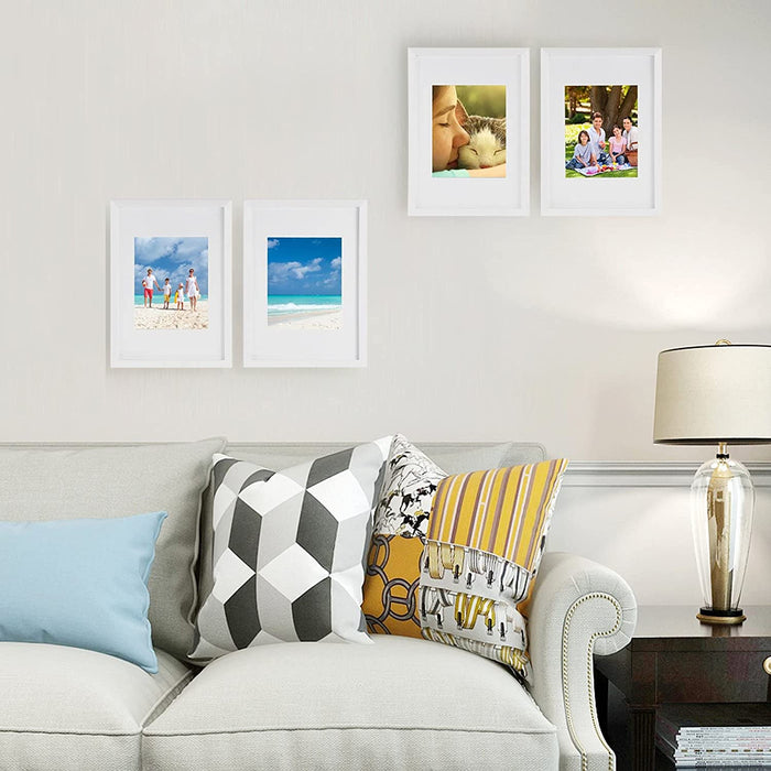 Bilderrahmen 3er-Set, für DIN A3 (29,7 x 42 cm) ohne Passepartout, für A4 (21 x 29,7 cm) mit Passepartout, Fotorahmen, Glasscheibe, Rahmenbreite 2 cm