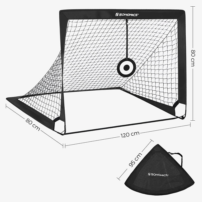 Fußballtor für Kinder, 2er Set, tragbar und faltbar, Garten, Park, Strand, Haltestangen aus Glasfaserstäben