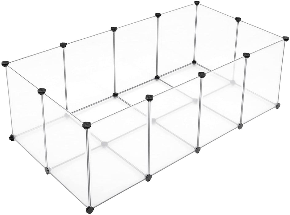 Freigehege mit Bodenplatten, Laufstall, aus Kunststoff, Gehege für Kleintiere, Meerschweinchen, Hamster, Kaninchen, weiß
