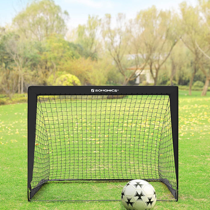 Fußballtore für Kinder, 2er Set, Pop-up, schneller Aufbau, Garten, Park, Strand, Gerüst aus Glasfaserstäben, Oxford-Gewebe und Polyesternetz