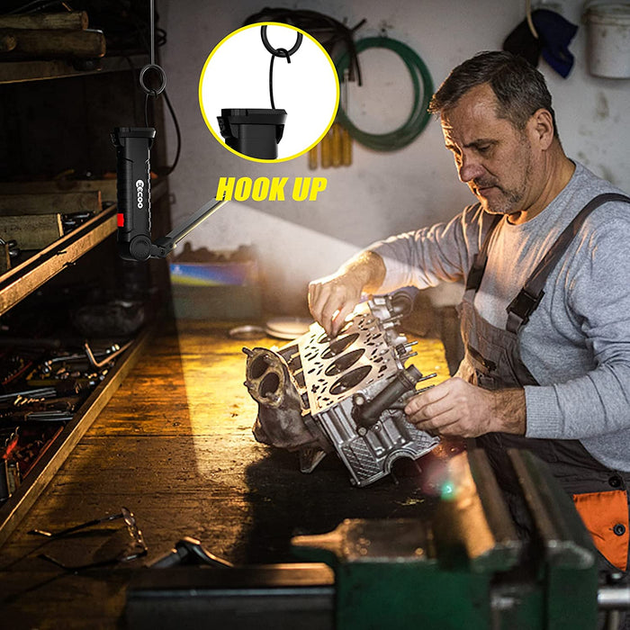 LED Arbeitsleuchte COB LED Werkstattlampe Inspektionsleuchten mit Haken und Magnethalter, LED Campinglampe für Auto Reparatur Werkstatt Garage Camping