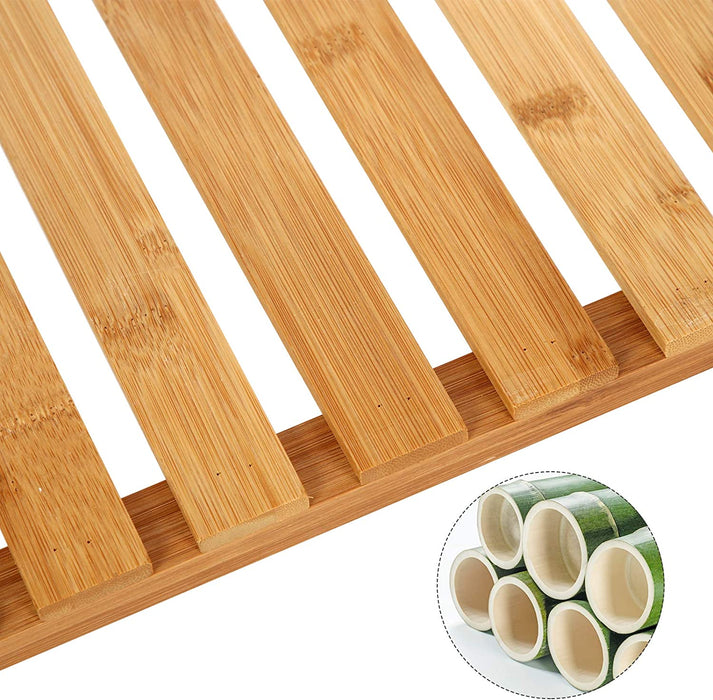 Badezimmerregal, Badregal, Küchenregal, Schuhregal, Bambus Standregal, 60 x 26 x 66 cm ideal für Bad, Wohnzimmer, Flur, Küche, naturfarben-weiß