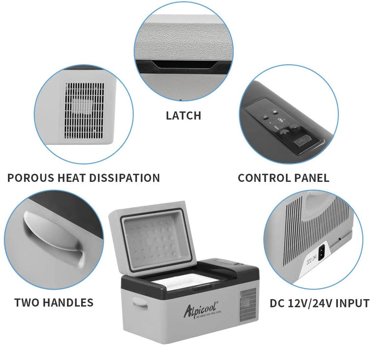 Alpicool C20 20 Liter Kühlbox 12v Mini Kühlschrank klein elektrische Camping Gefrierbox Tragbare für Auto, LKW, Boot, RV und Steckdose, -20℃-20℃