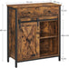 Beistellschrank, Sideboard mit Regalebene und Schublade, Küchenschrank, Kommode mit Schiebetür im Landhausstil, Industrie-Design, vintagebraun-schwarz
