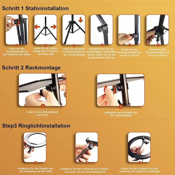 10.2 Zoll LED Ringlicht mit 15-63 Zoll Stativ, Dimmbare Selfie Ringleuchte mit Handyhalter und Fernbedienung, 3 Farbe und 10 Helligkeitsstufen für YouTube TikTok
