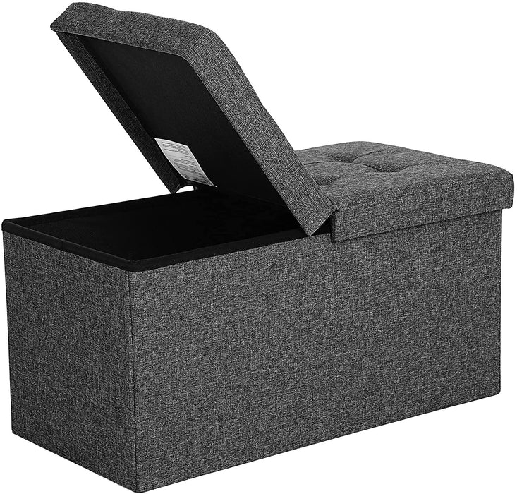 Faltbare Sitzbank 80 L Truhenbank Halbdeckel seitlich klappbar belastbar bis 300 kg 76 x 38 x 38 cm dunkelgrau
