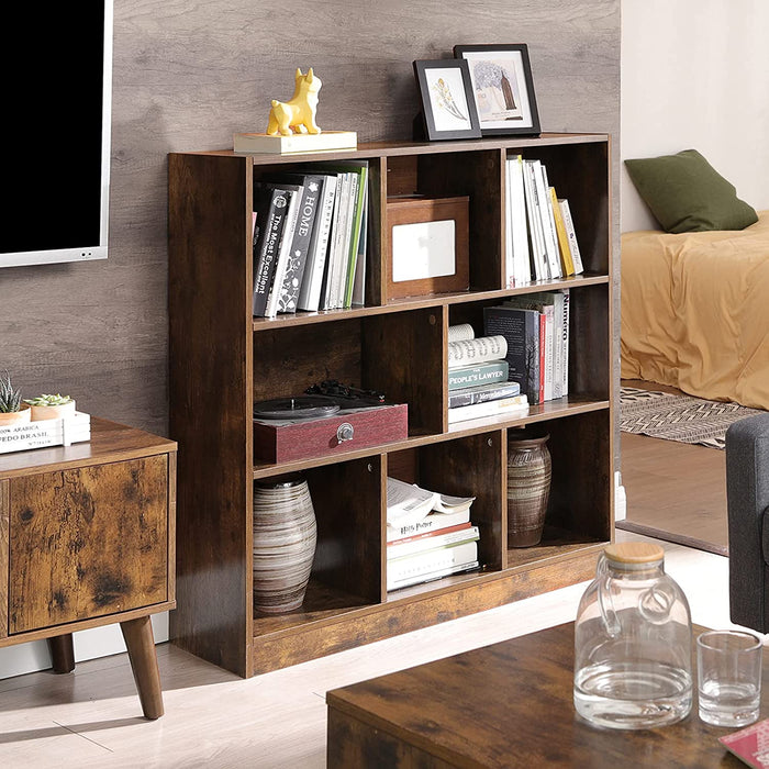 Bücherregal, Würfelregal, Standregal, mit offenen Fächern, für Wohnzimmer, Arbeitszimmer, Kinderzimmer, Büro, als Raumteiler, 97,5 x 30 x 100 cm