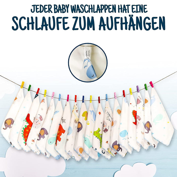 Baby Musselin Waschlappen aus Baumwolle 18 Stück, Kinderservietten, Baby Handtücher Set für Neugeborene, Weiche Baby Gesichtstücher und Badetuch