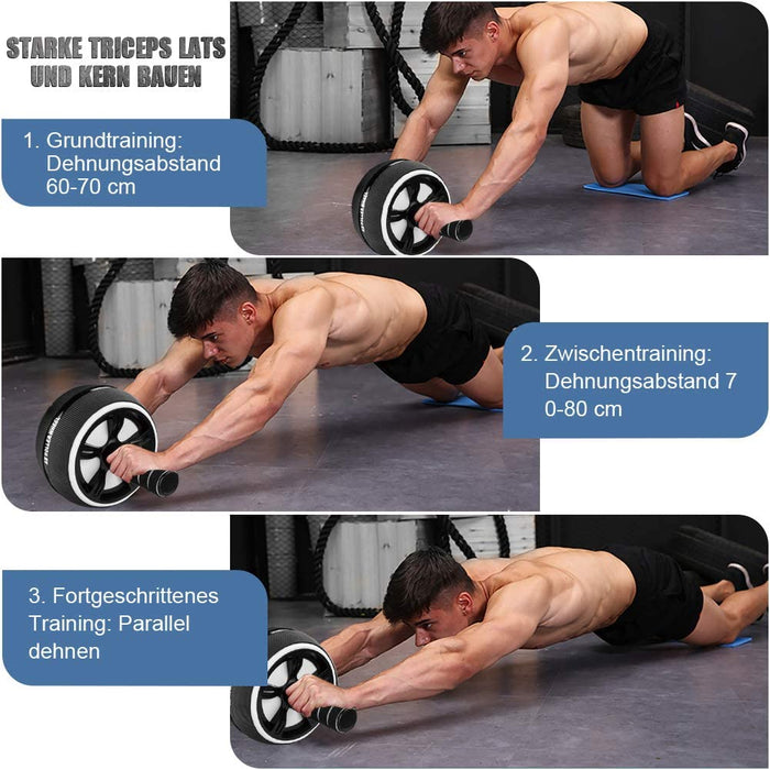 Bauchroller, Bauchtrainer ab Roller, Bauchmuskeltrainer ab Wheel Set, mit Fitnessband, Springseil, Hochschieben Griffe, Abbildung 8 Fitnessbänder
