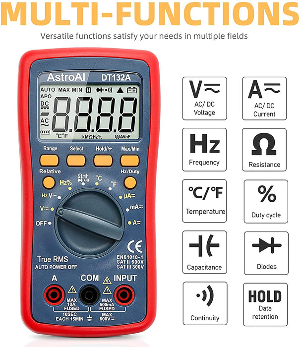 Digital Multimeter, Voltmeter Ohmmeter Amperemeter Mit TRMS 4000 Counts, Manuell und Auto-Range, Misst Spannung, Strom, Widerstand, Durchgang