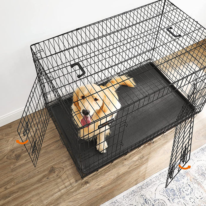 Hundekäfig, Hundebox, klappbar, 122 x 74,5 x 80,5 cm, schwarz