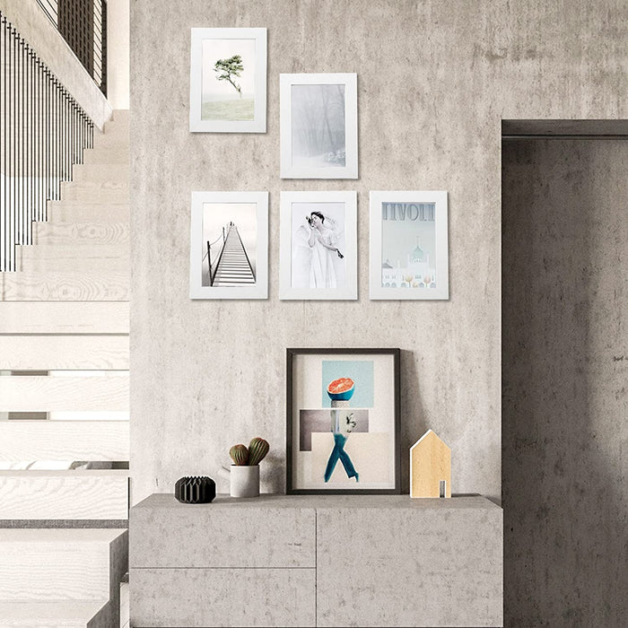 Bilderrahmen Set im 5er-Set, 10 x 15 cm, Fotorahmen mit Glasscheibe, Weihnachten, Rahmen Weiß