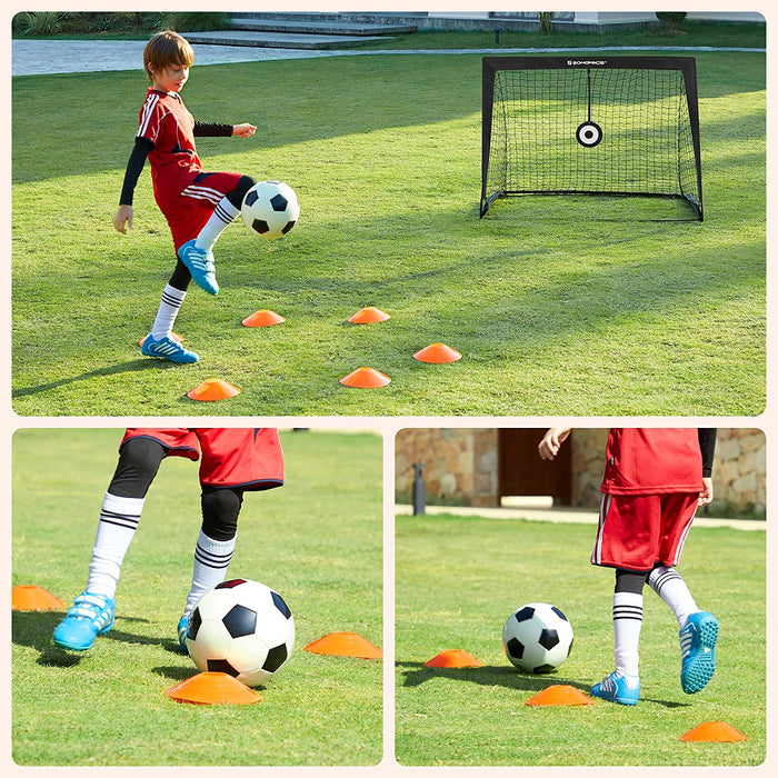 Fußballtor für Kinder, 2er Set, tragbar und faltbar, Garten, Park, Strand, Haltestangen aus Glasfaserstäben