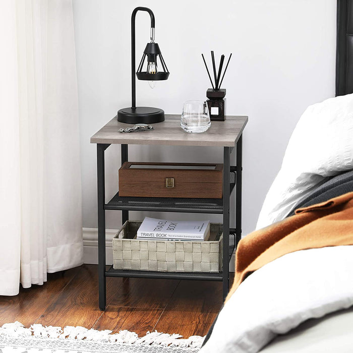 Nachttische, Beistelltisch-Set, 2er-Set Sofatische, kleine Couchtische mit verstellbaren Gitterablagen, Wohnzimmer, Schlafzimmer, Flur, stabil