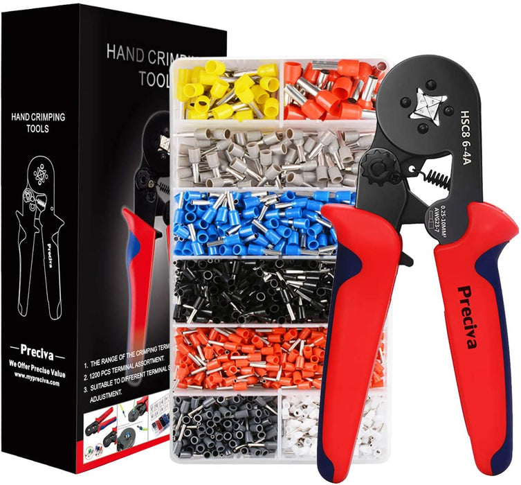Crimpzangen Aderendhülsen Set, Preciva Aderendhülsenzange mit 1200 stück Aderendhülsen Tool Kit 0,25-10,00 qmm