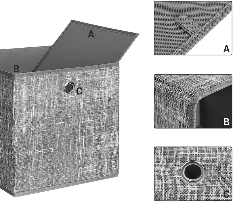 Aufbewahrungsboxen, 30 x 30 x 30 cm, faltbare Stoffboxen, 6er Set, Vliesstoff, Würfel, Aufbewahrungskörbe, Organizer für Spielzeug, grau meliert