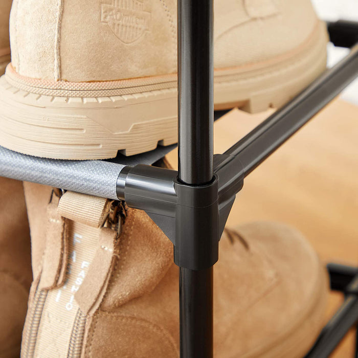 Schuhregal mit 8 Ablagen, Standregal, multifunktional, Schuhaufbewahrung, Metallrahmen, Vliesstoff, für 16-20 Paar Schuhe, Flur, Schlafzimmer, Küche